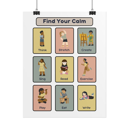 Find Your Calm poster | Relaxation activities wall art, mindfulness print
