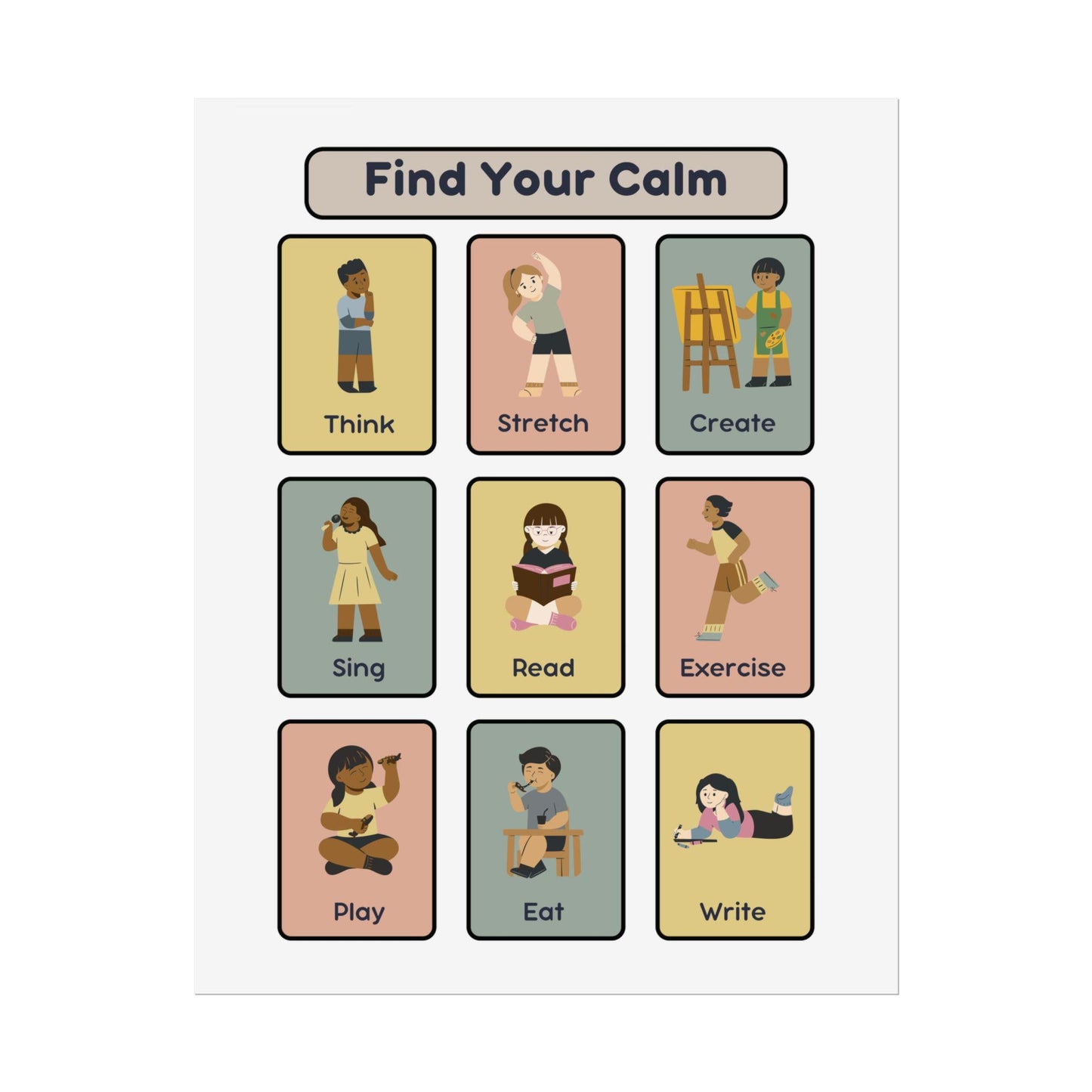 Find Your Calm poster | Relaxation activities wall art, mindfulness print