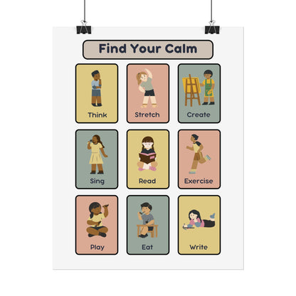 Find Your Calm poster | Relaxation activities wall art, mindfulness print