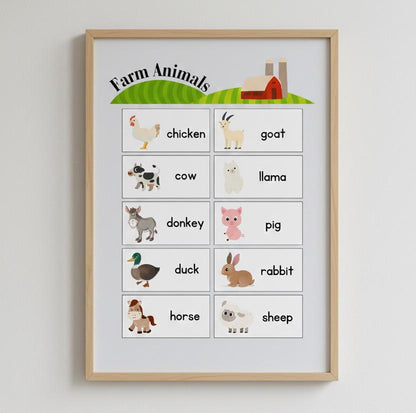 Farm Animals poster | Rolled Posters, educational nursery wall art