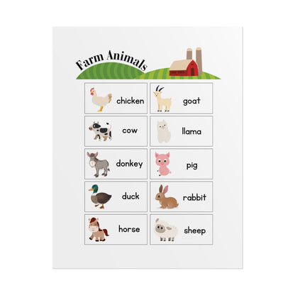Farm Animals poster | Rolled Posters, educational nursery wall art
