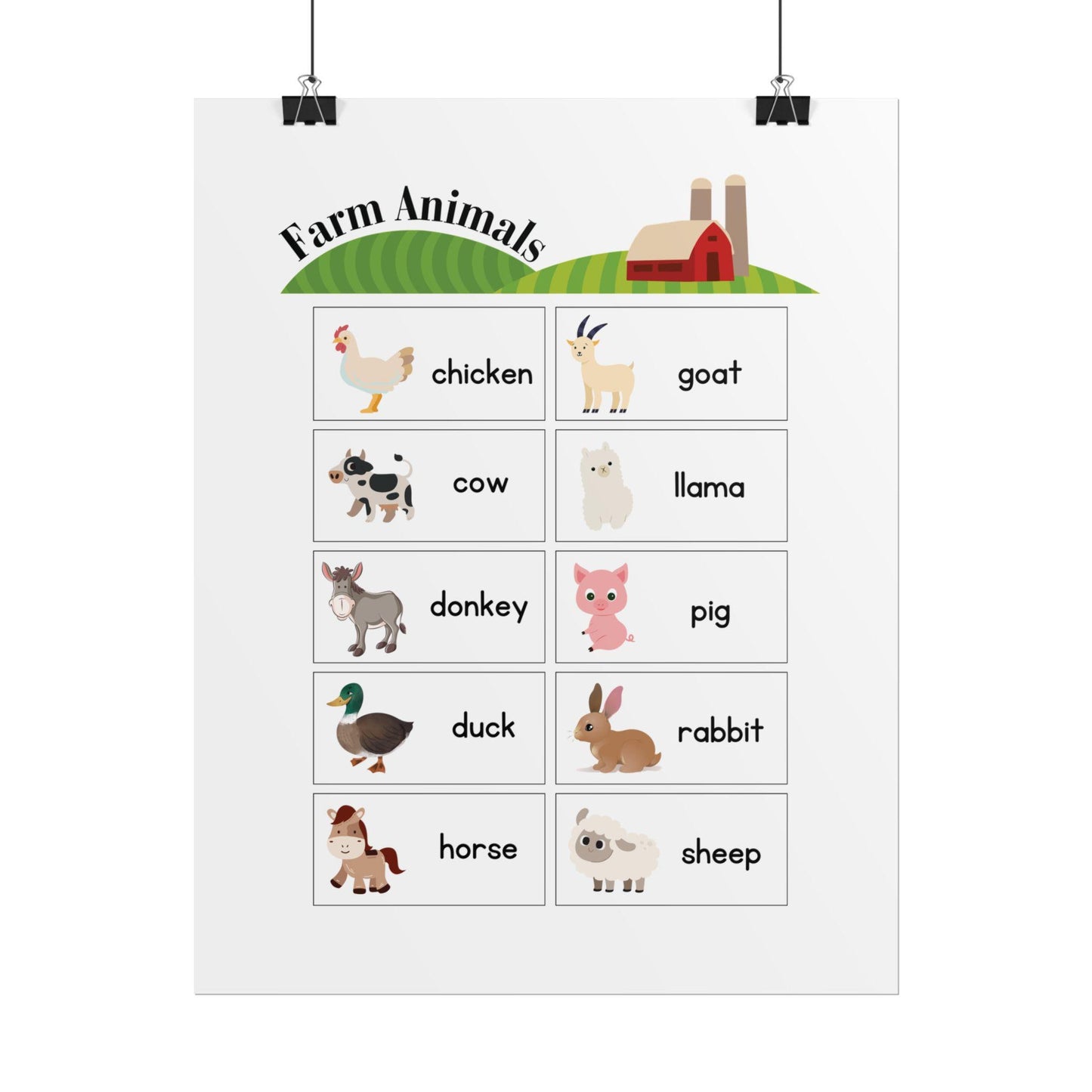 Farm Animals poster | Rolled Posters, educational nursery wall art