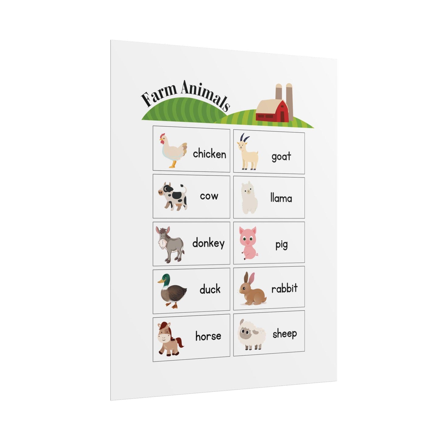Farm Animals poster | Rolled Posters, educational nursery wall art
