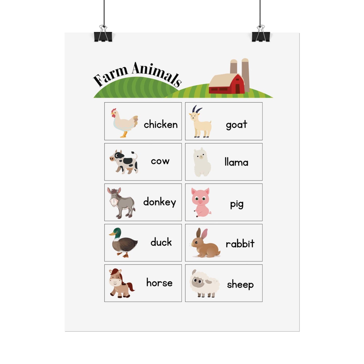 Farm Animals poster | Rolled Posters, educational nursery wall art