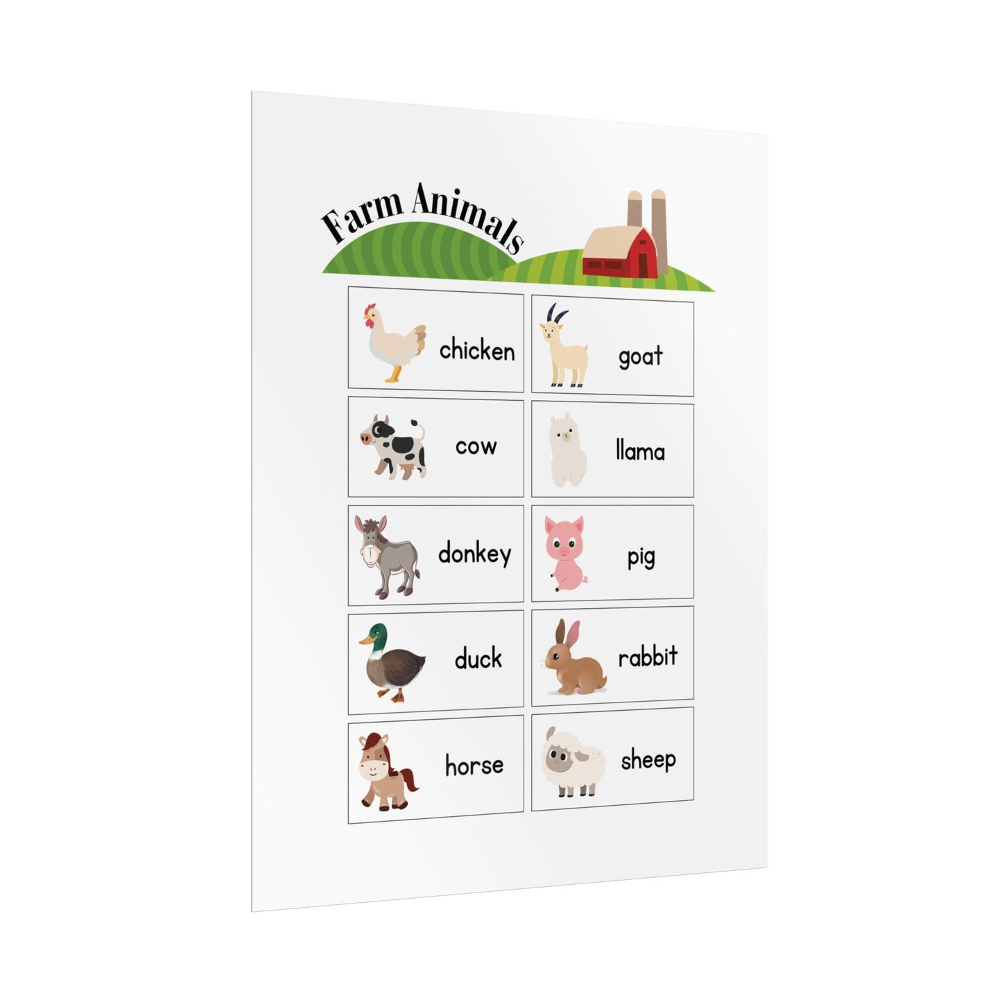 Farm Animals poster | Rolled Posters, educational nursery wall art