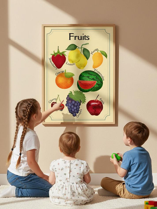 Vintage Fruit Illustration Rolled Poster | Botanical Kitchen Wall Art  | Rolled Poster Is A Warm, Vintage-Style Fruit Illustration