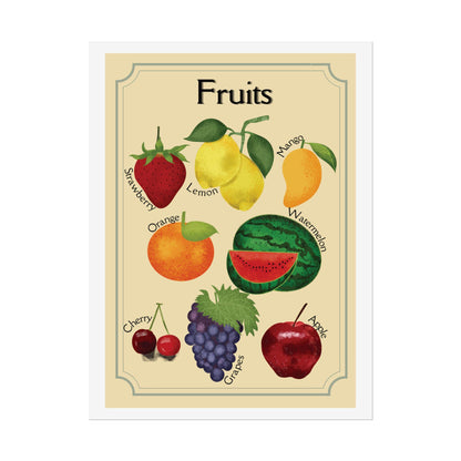 Vintage Fruit Illustration Rolled Poster | Botanical Kitchen Wall Art  | Rolled Poster Is A Warm, Vintage-Style Fruit Illustration