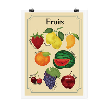 Vintage Fruit Illustration Rolled Poster | Botanical Kitchen Wall Art  | Rolled Poster Is A Warm, Vintage-Style Fruit Illustration
