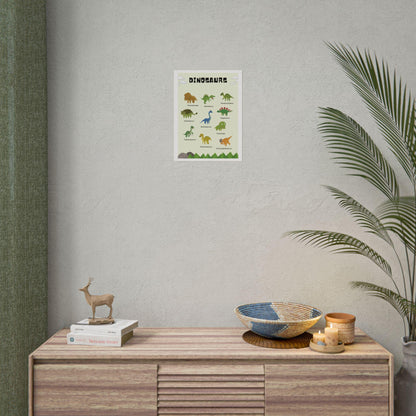 Dinosaur Illustration Rolled Poster | Kids Room Wall Art, Educational Print |  Rolled Poster Brings A Tiny Museum of Dinosaurs