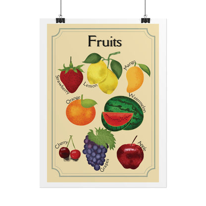 Vintage Fruit Illustration Rolled Poster | Botanical Kitchen Wall Art  | Rolled Poster Is A Warm, Vintage-Style Fruit Illustration