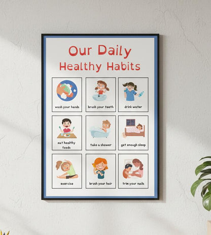 Daily Healthy Habits Rolled Poster | Kids Routine Chart | Easy Visual Guide To Healthy Habits For Classrooms, Playrooms, or Family Spaces
