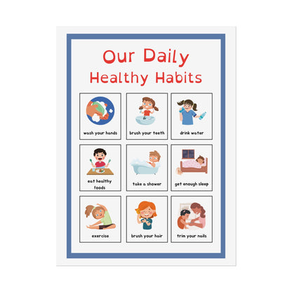 Daily Healthy Habits Rolled Poster | Kids Routine Chart | Easy Visual Guide To Healthy Habits For Classrooms, Playrooms, or Family Spaces