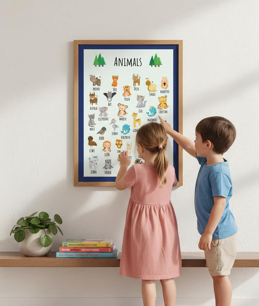 Cute Animal Alphabet Rolled Poster | Nursery Wall Art, Kids Room Decor | Animal-Themed Design Poster