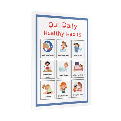 Daily Healthy Habits Rolled Poster | Kids Routine Chart | Easy Visual Guide To Healthy Habits For Classrooms, Playrooms, or Family Spaces