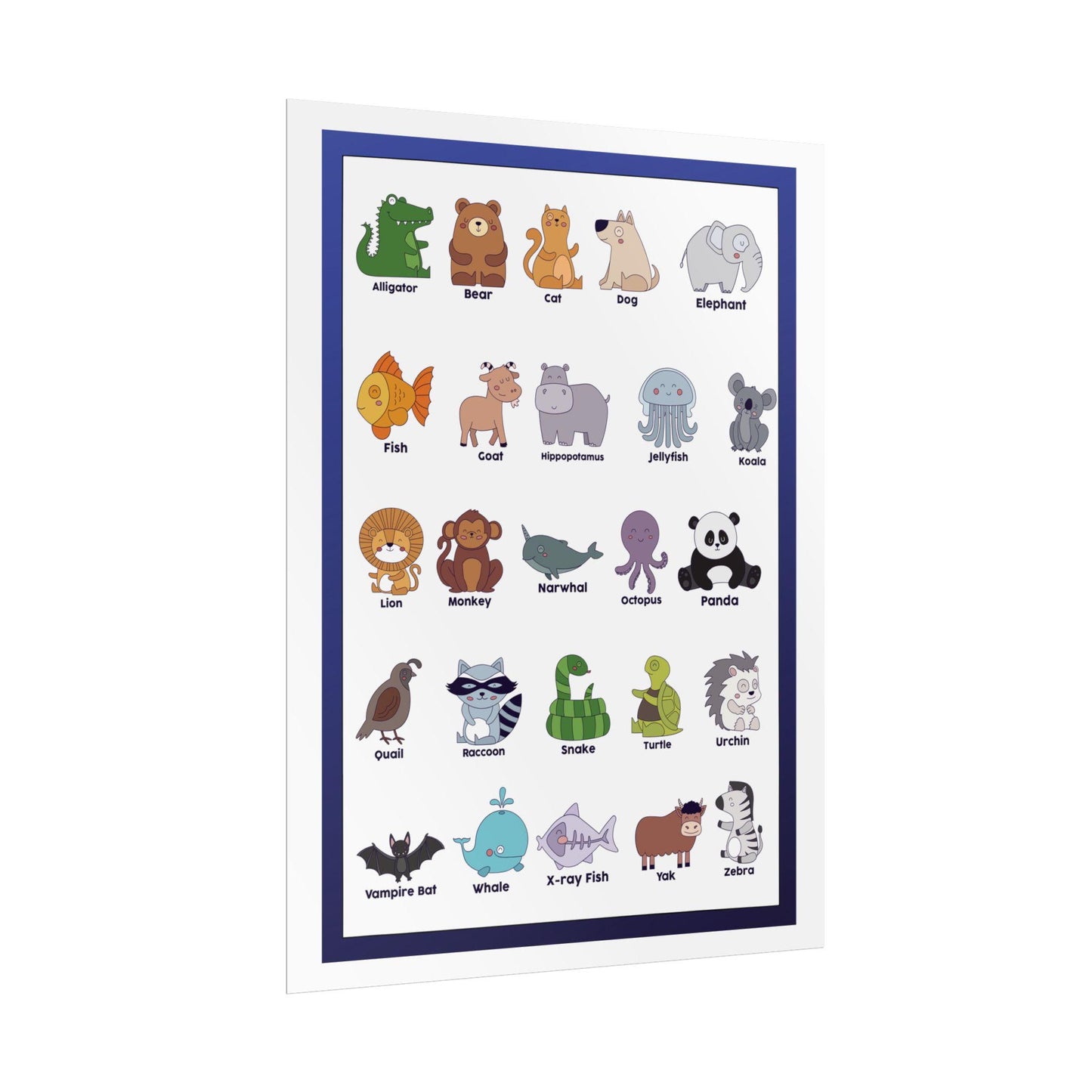 Cute Animal Alphabet Poster Rolled Posters | Nursery Kids Wall Art | Bright, Cheerful Animal Alphabet Poster