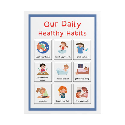 Daily Healthy Habits Rolled Poster | Kids Routine Chart | Easy Visual Guide To Healthy Habits For Classrooms, Playrooms, or Family Spaces