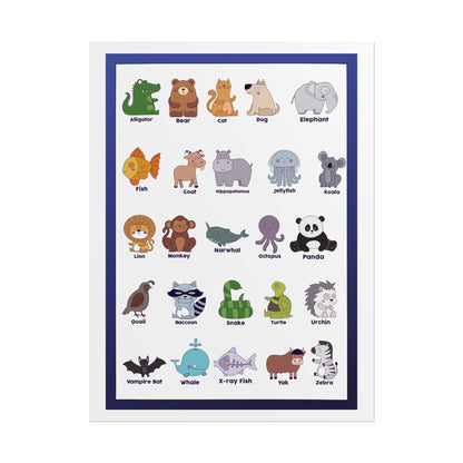 Cute Animal Alphabet Poster Rolled Posters | Nursery Kids Wall Art | Bright, Cheerful Animal Alphabet Poster