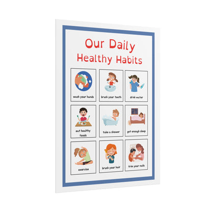 Daily Healthy Habits Rolled Poster | Kids Routine Chart | Easy Visual Guide To Healthy Habits For Classrooms, Playrooms, or Family Spaces