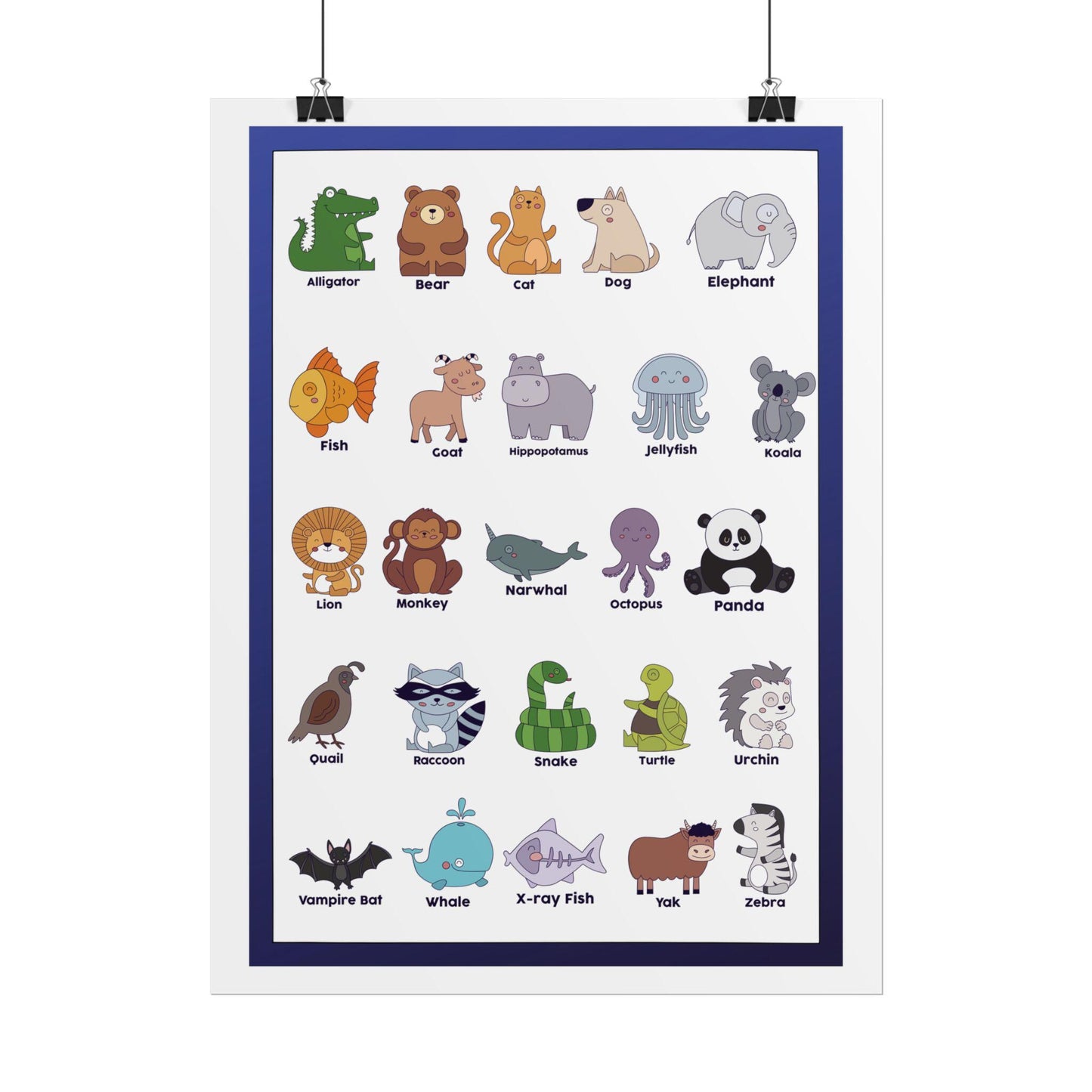 Cute Animal Alphabet Poster Rolled Posters | Nursery Kids Wall Art | Bright, Cheerful Animal Alphabet Poster