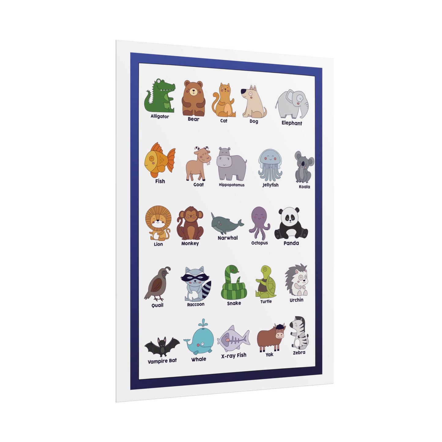 Cute Animal Alphabet Poster Rolled Posters | Nursery Kids Wall Art | Bright, Cheerful Animal Alphabet Poster