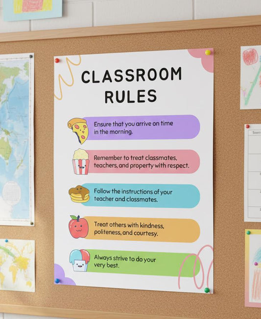 Classroom Rules Poster Rolled Posters | School Wall Decor, Elementary Classroom Print | Classroom-Ready Rolled Posters