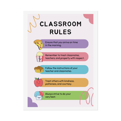 Classroom Rules Poster Rolled Posters | School Wall Decor, Elementary Classroom Print | Classroom-Ready Rolled Posters