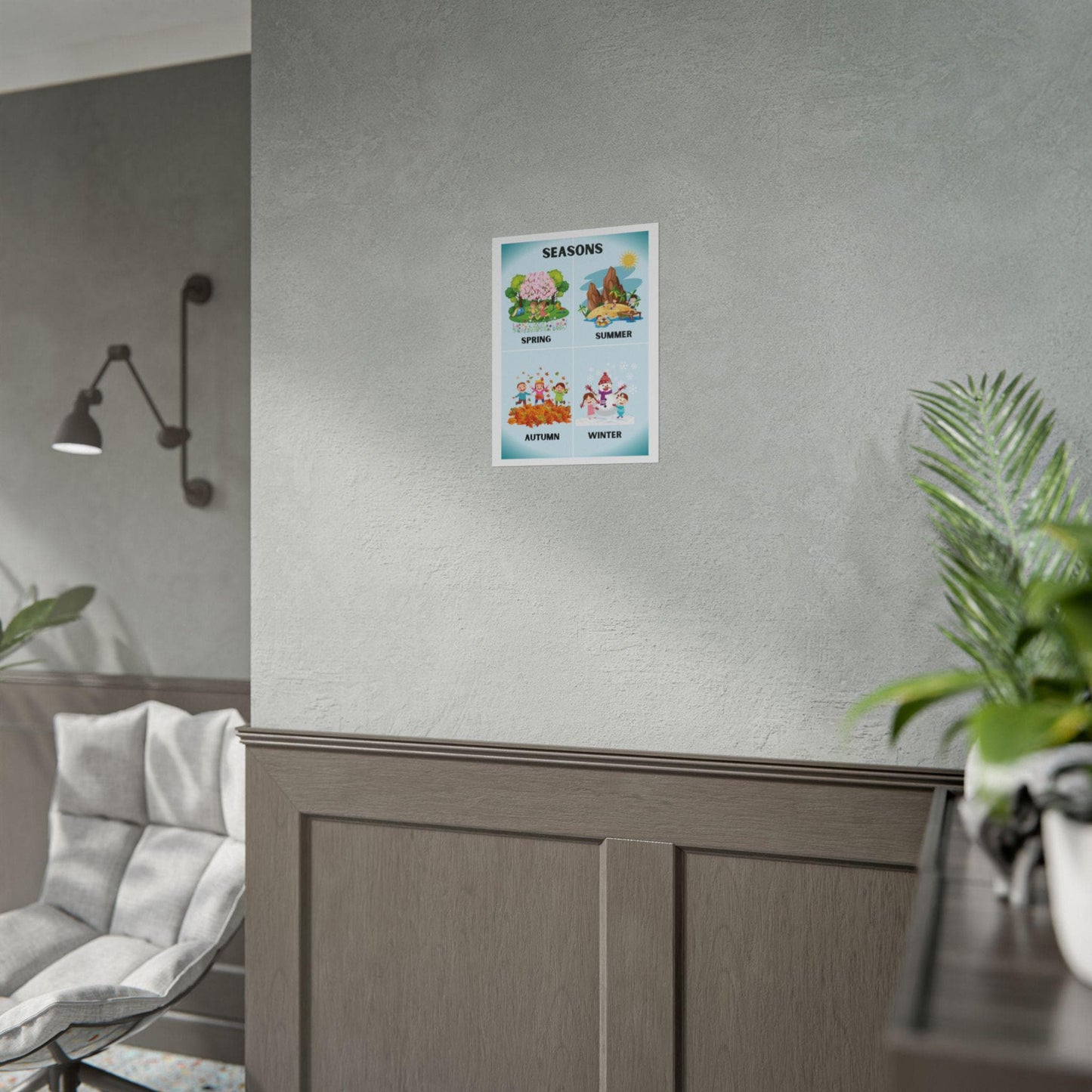 Seasons Illustration Poster Rolled Posters | Spring Summer Autumn Winter Wall Art | Poster Captures The Four Seasons In A Colorful Layout