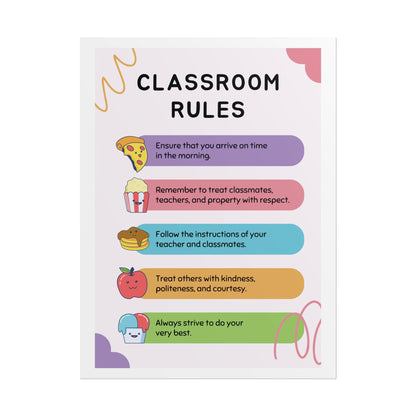 Classroom Rules Poster Rolled Posters | School Wall Decor, Elementary Classroom Print | Classroom-Ready Rolled Posters