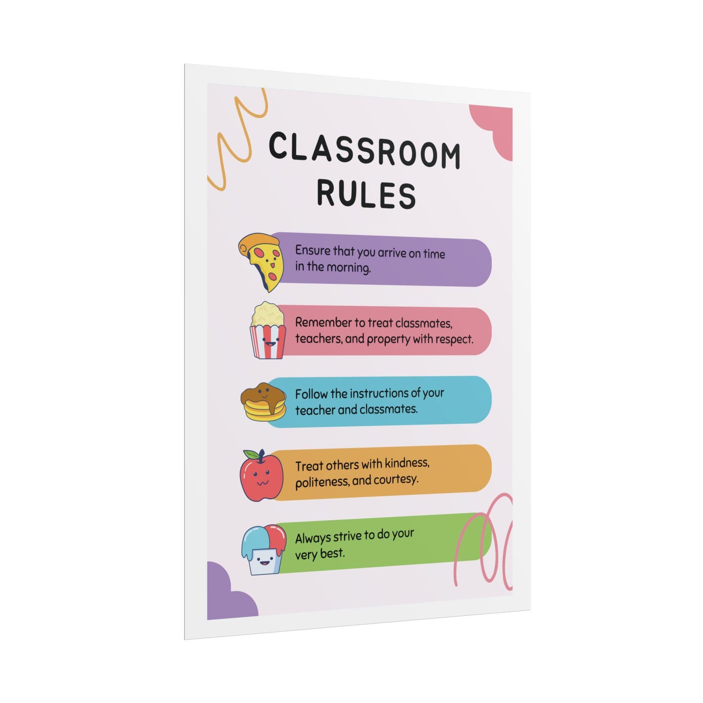 Classroom Rules Poster Rolled Posters | School Wall Decor, Elementary Classroom Print | Classroom-Ready Rolled Posters