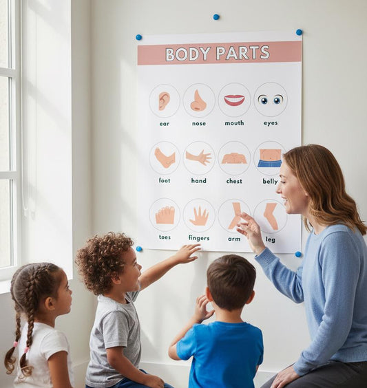 Body Parts Chart Rolled Posters | Educational Kids Wall Art | Rolled Poster That Teaches Basic Body-Part Through Friendly Illustrations