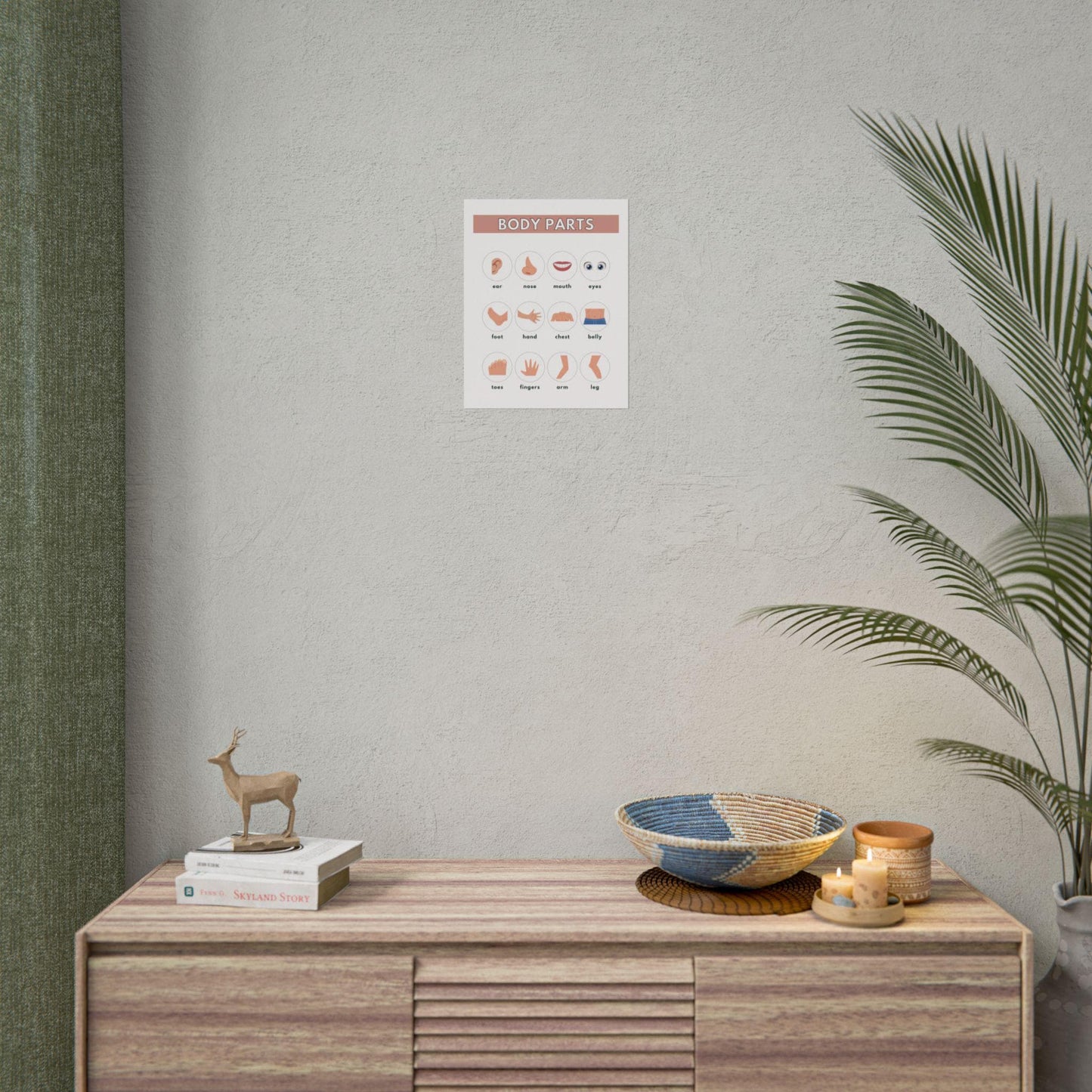 Body Parts Chart Rolled Posters | Educational Kids Wall Art | Rolled Poster That Teaches Basic Body-Part Through Friendly Illustrations