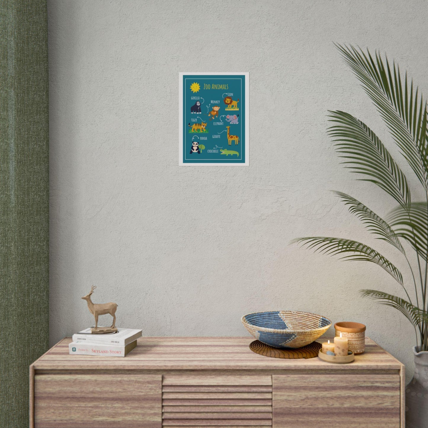 Zoo Animals Poster rolled poster | nursery wall art, kids animal print | Cheerful Illustrated Animals Poster