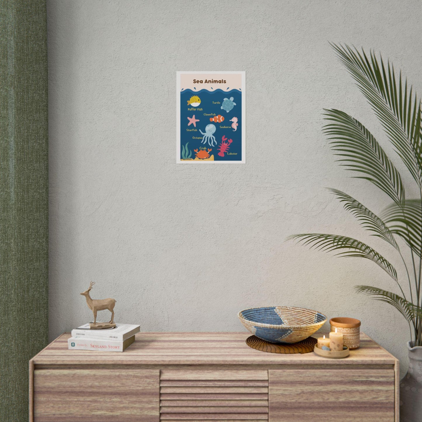Sea Animals educational poster Rolled Posters | Nursery wall art, Ocean creatures chart | Rolled Poster Featuring Cheerful Sea Animals