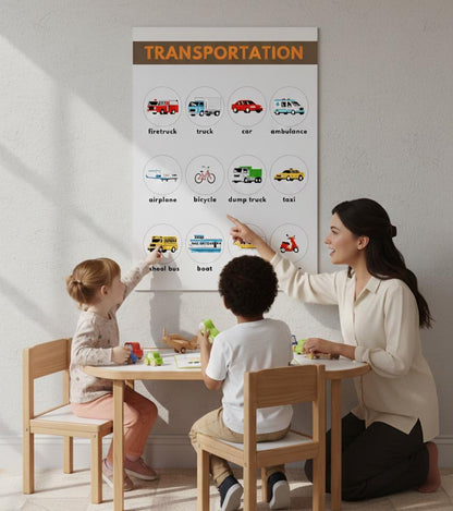 Transportation Vehicles Poster rolled poster | kids nursery classroom wall art | Transportation Poster