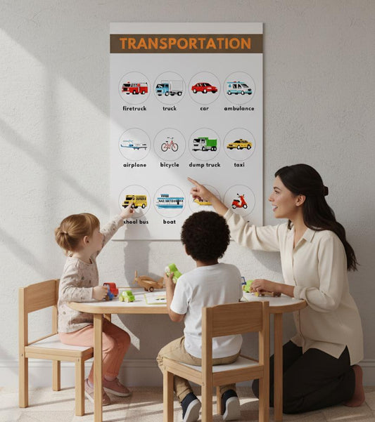 Transportation Vehicles Poster rolled poster | kids nursery classroom wall art | Transportation Poster