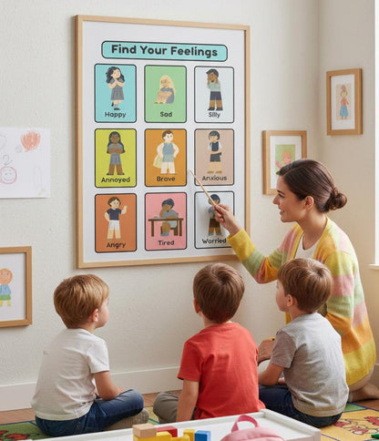 Find Your Feelings Rolled Poster | Emotions Chart for Kids, Classroom Wall | Poster That Helps Kids Name And Notice Their Emotions