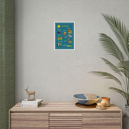 Zoo Animals Poster rolled poster | nursery wall art, kids animal print | Cheerful Illustrated Animals Poster