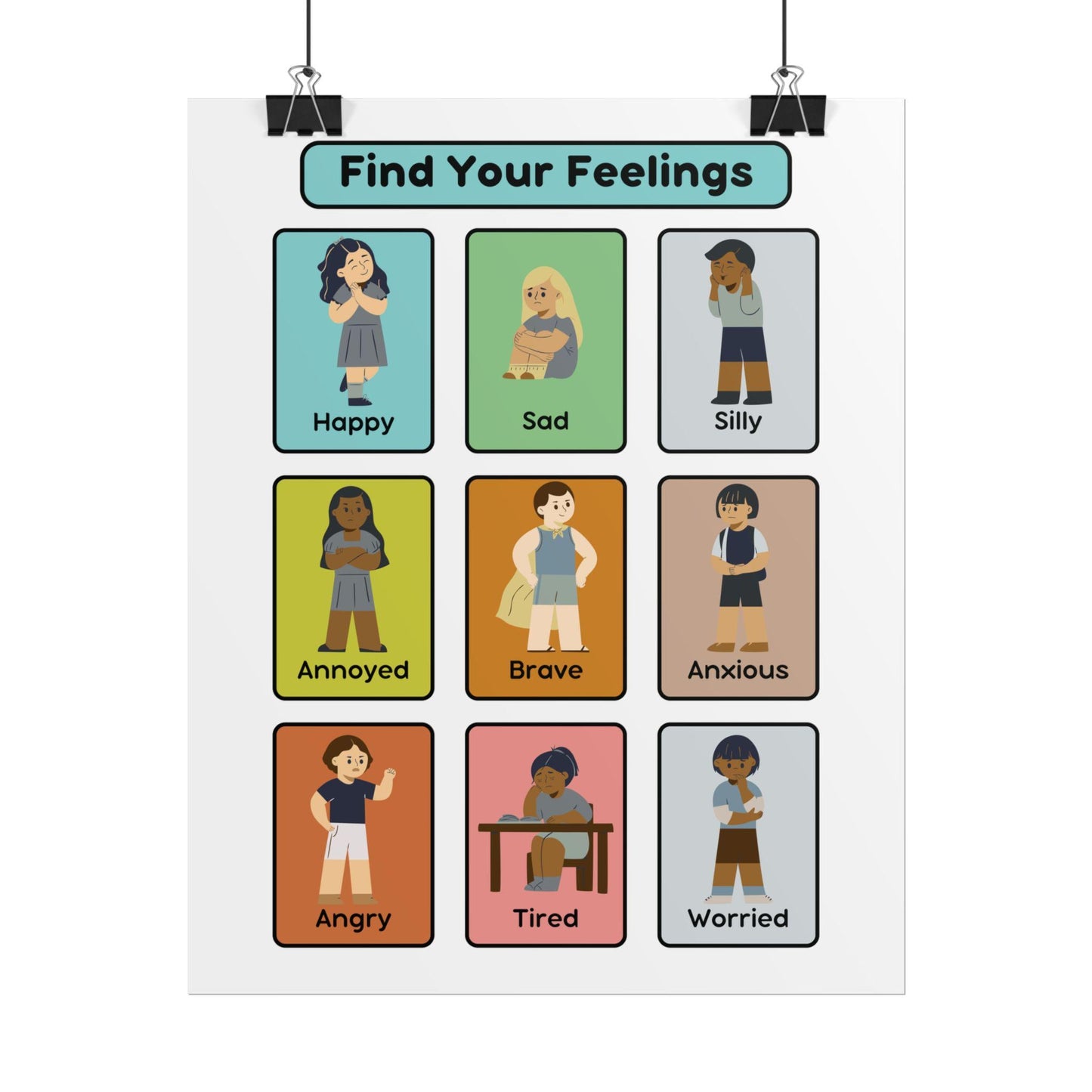 Find Your Feelings Rolled Poster | Emotions Chart for Kids, Classroom Wall | Poster That Helps Kids Name And Notice Their Emotions