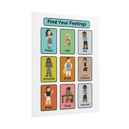 Find Your Feelings Rolled Poster | Emotions Chart for Kids, Classroom Wall | Poster That Helps Kids Name And Notice Their Emotions