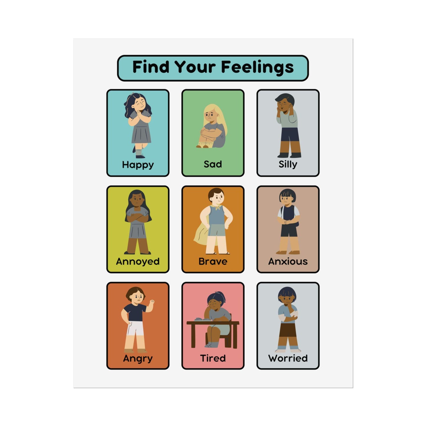 Find Your Feelings Rolled Poster | Emotions Chart for Kids, Classroom Wall | Poster That Helps Kids Name And Notice Their Emotions