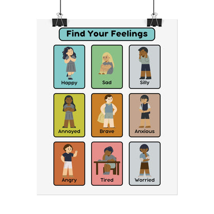 Find Your Feelings Rolled Poster | Emotions Chart for Kids, Classroom Wall | Poster That Helps Kids Name And Notice Their Emotions