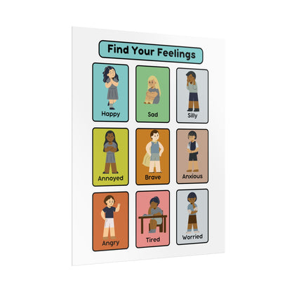 Find Your Feelings Rolled Poster | Emotions Chart for Kids, Classroom Wall | Poster That Helps Kids Name And Notice Their Emotions