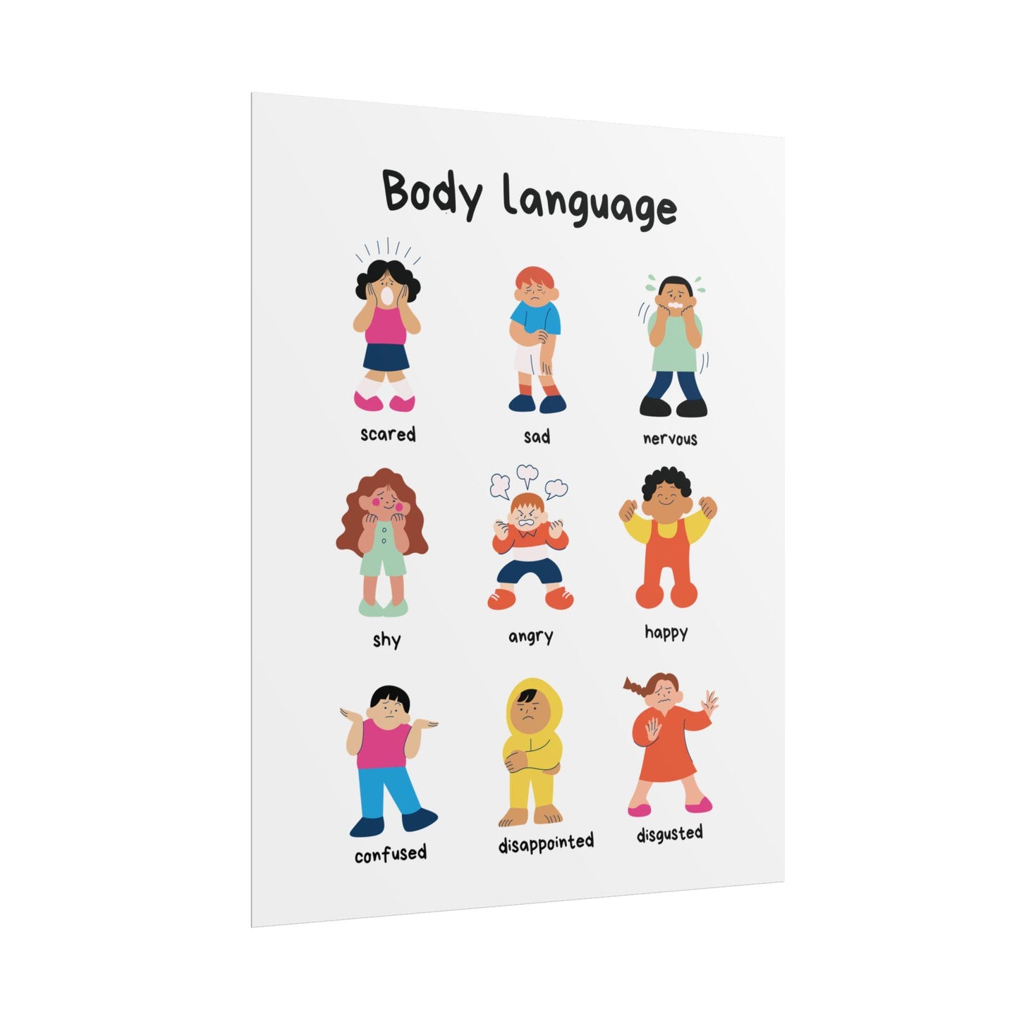 Body Language emotions chart Rolled Poster | kids classroom visual | Rolled Poster Brings Playful Anatomy of Emotion