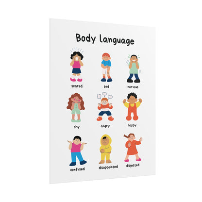 Body Language emotions chart Rolled Poster | kids classroom visual | Rolled Poster Brings Playful Anatomy of Emotion