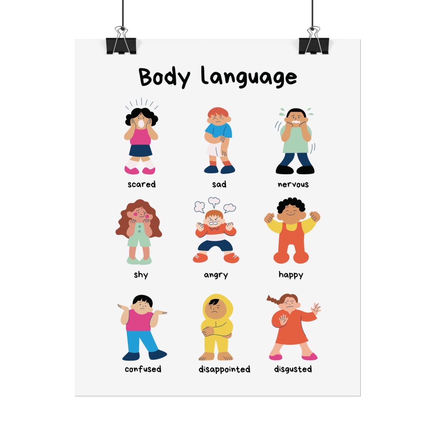 Body Language emotions chart Rolled Poster | kids classroom visual | Rolled Poster Brings Playful Anatomy of Emotion