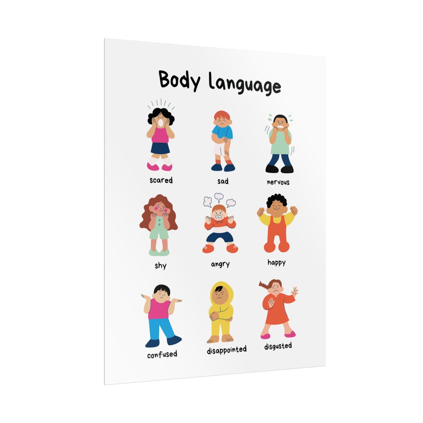Body Language emotions chart Rolled Poster | kids classroom visual | Rolled Poster Brings Playful Anatomy of Emotion