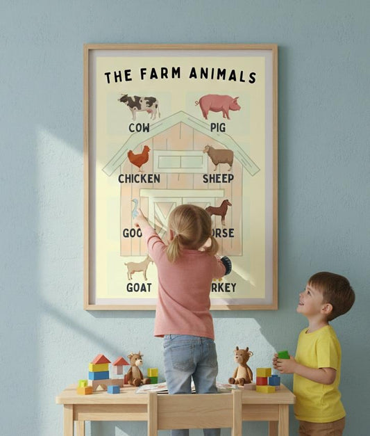 Farm Animals Educational Poster Rolled Posters | Educational Touch To A Childs Room Or Classroom With This Rolled Poster