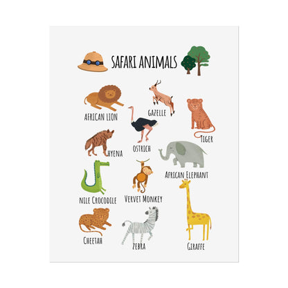 Safari Animals Rolled Poster | Nursery Animal Wall Art | Rolled Posters Featuring Charming Safari Animals