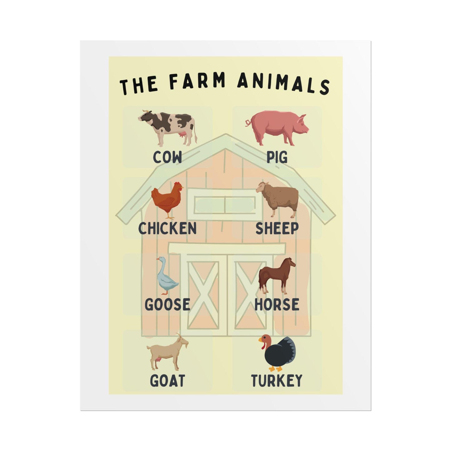 Farm Animals Educational Poster Rolled Posters | Educational Touch To A Childs Room Or Classroom With This Rolled Poster