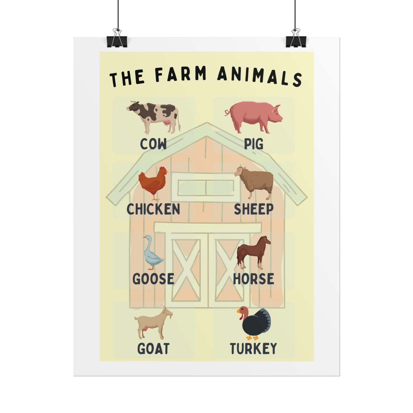 Farm Animals Educational Poster Rolled Posters | Educational Touch To A Childs Room Or Classroom With This Rolled Poster